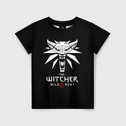 Футболка детская The Witcher белое лого гейм, цвет: 3D-принт