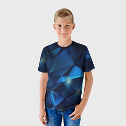 Футболка детская Синяя геометрическая абстракция, цвет: 3D-принт — фото 2