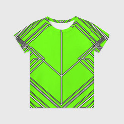 Детская футболка Белые полосы на зелёном фоне