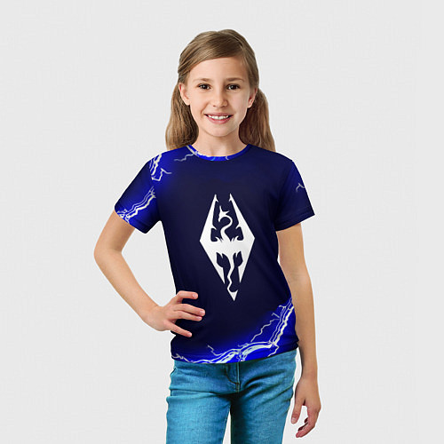 Детская футболка Скайрим лого молнии шторм / 3D-принт – фото 5