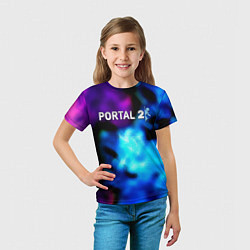 Футболка детская Portal неоновый градиент, цвет: 3D-принт — фото 2