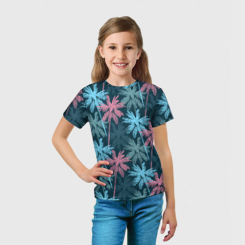 Детская футболка Паттерн - пальмы / 3D-принт – фото 5