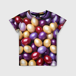 Футболка детская Красные и фиолетовые пасхальные яйца, цвет: 3D-принт
