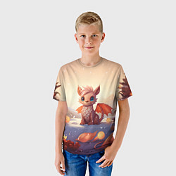 Футболка детская Дракон у новогодних елочек, цвет: 3D-принт — фото 2