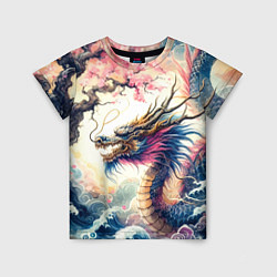 Футболка детская Japanese dragon and sakura - engraving, цвет: 3D-принт