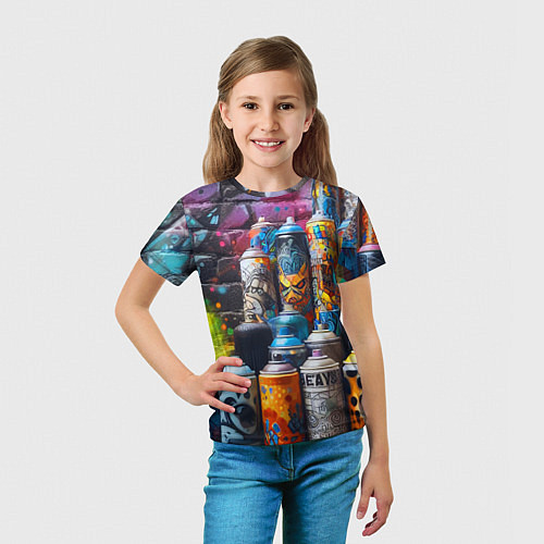 Детская футболка Баллончики с краской - граффити / 3D-принт – фото 5