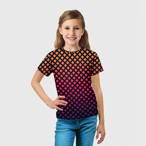 Детская футболка Градиент закат под сеткой / 3D-принт – фото 5