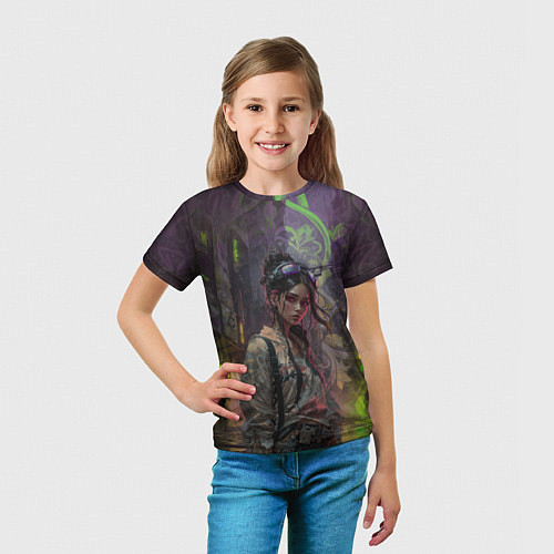 Детская футболка Девушка в ядовитых тонах / 3D-принт – фото 5