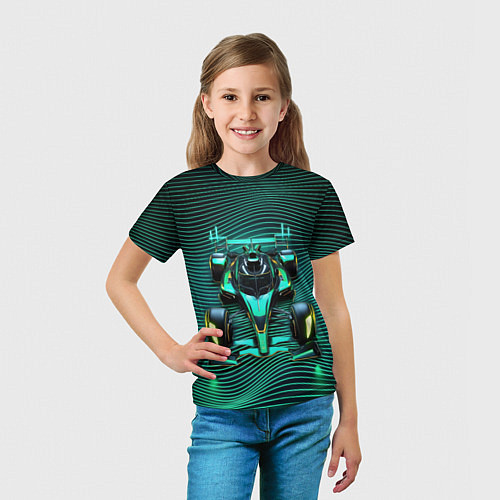 Детская футболка Болид на неоновых волнах / 3D-принт – фото 5