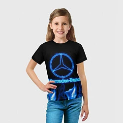 Футболка детская Mercedes-benz blue neon, цвет: 3D-принт — фото 2
