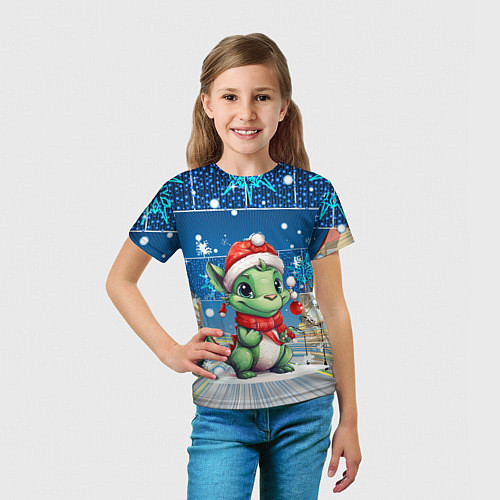 Детская футболка Дракон новогодний фон / 3D-принт – фото 5