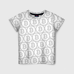 Футболка детская Биткоин патерн на белом фоне, цвет: 3D-принт