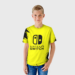 Футболка детская Nintendo switch краски на жёлтом, цвет: 3D-принт — фото 2