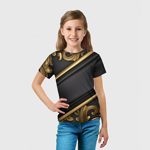 Детская футболка Лепнина объемные узоры золотые / 3D-принт – фото 5
