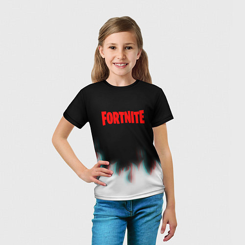 Детская футболка Fortnite flame glitch / 3D-принт – фото 5