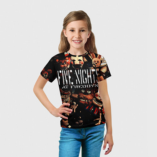 Детская футболка Пять ночей с Фредди сборник аниматроников / 3D-принт – фото 5