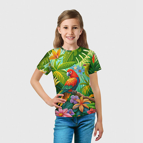 Детская футболка Попугаи - экзотические птицы / 3D-принт – фото 5