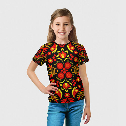Детская футболка Хохломской народный орнамент - Россия / 3D-принт – фото 5