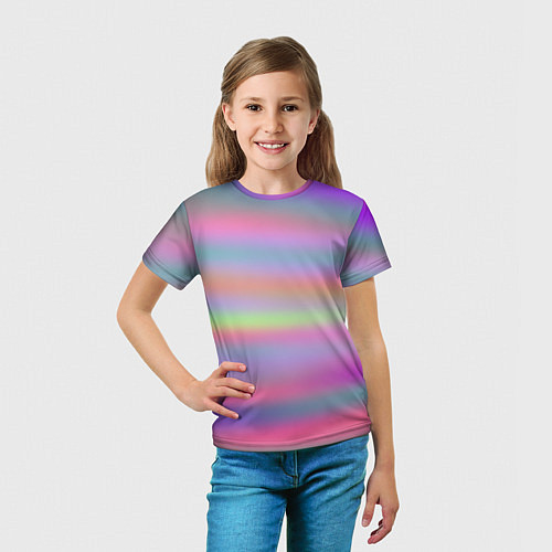 Детская футболка Голографические неоновые полосы / 3D-принт – фото 5