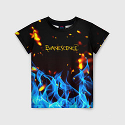 Футболка детская Evanescence огонь рок группа, цвет: 3D-принт