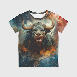 Футболка детская Дикий бык, цвет: 3D-принт
