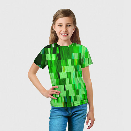 Детская футболка Зелёный глитч / 3D-принт – фото 5