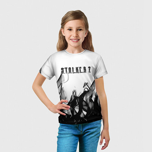 Детская футболка Stalker 2 черный огонь абстракция / 3D-принт – фото 5