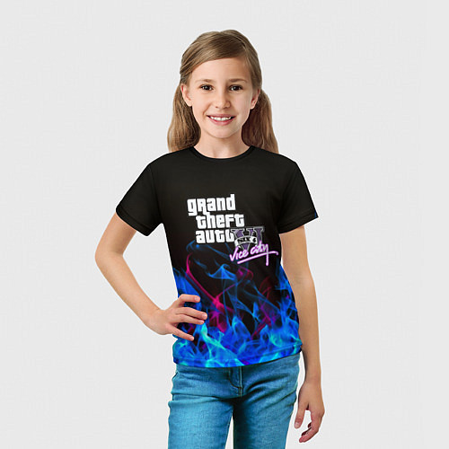 Детская футболка GTA неоновый огонь вайсити / 3D-принт – фото 5