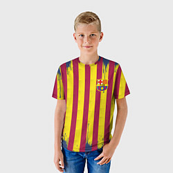 Футболка детская Полосатые цвета футбольного клуба Барселона, цвет: 3D-принт — фото 2