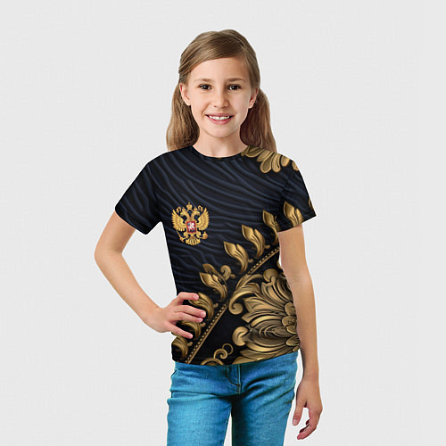 Детская футболка Золотой герб России лепнина / 3D-принт – фото 5