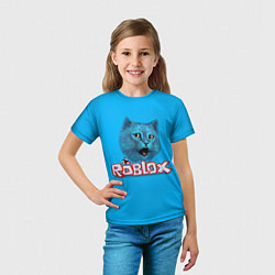 Футболка детская Roblox синий кот, цвет: 3D-принт — фото 2