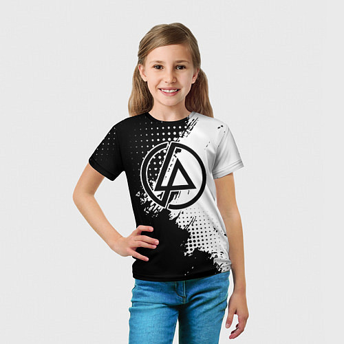 Детская футболка Linkin park - черно-белая абстракция / 3D-принт – фото 5
