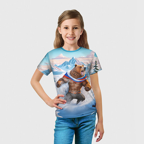 Детская футболка Медведь с триколором / 3D-принт – фото 5