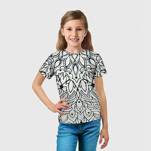 Детская футболка Бежевый узоры мандала / 3D-принт – фото 5