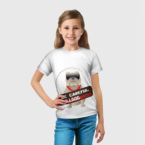 Детская футболка Осторожно бульдог здесь / 3D-принт – фото 5