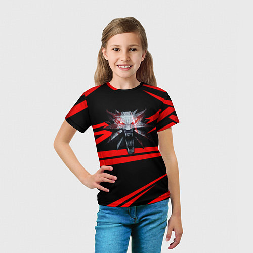 Детская футболка Ведьмак дикая охота лого линии / 3D-принт – фото 5