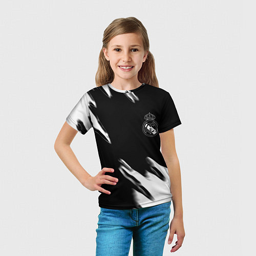 Детская футболка Real madrid белые краски текстура / 3D-принт – фото 5