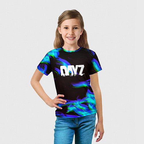 Детская футболка Dayz огонь синий / 3D-принт – фото 5