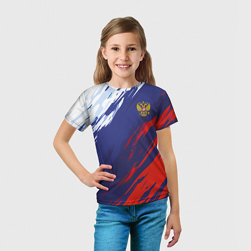 Детская футболка Россия Sport брызги красок триколор / 3D-принт – фото 5