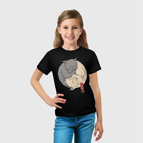 Детская футболка Кошки - инь и ян / 3D-принт – фото 5