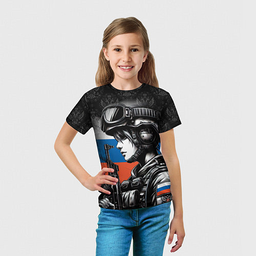 Детская футболка Русская военная девушка / 3D-принт – фото 5