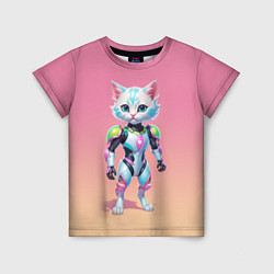 Футболка детская Funny kitten - cyberpunk, цвет: 3D-принт