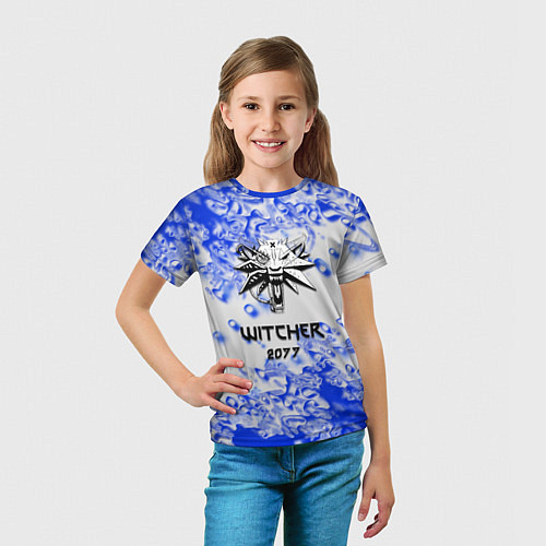 Детская футболка Ведьмак 2077 краски голубые / 3D-принт – фото 5