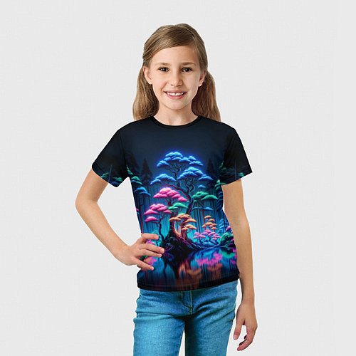 Детская футболка Неоновый лес - нейросеть / 3D-принт – фото 5
