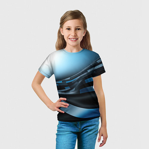 Детская футболка Черно-синий абстрактный спортивный стиль / 3D-принт – фото 5