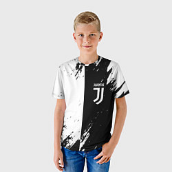 Футболка детская Juventus краски чёрнобелые, цвет: 3D-принт — фото 2