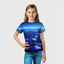 Футболка детская Синие объемные блестящие плиты, цвет: 3D-принт — фото 2