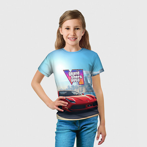 Детская футболка GTA 6 logo auto / 3D-принт – фото 5