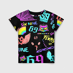 Футболка детская 6ix9ine logo rap bend, цвет: 3D-принт