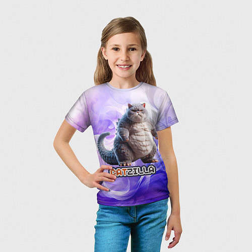 Детская футболка Толстый котзилла / 3D-принт – фото 5